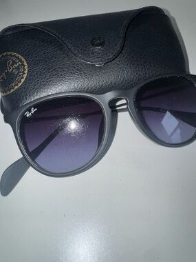 Ray-Ban Black Frame Sunglasses with Purple Gradient Lenses